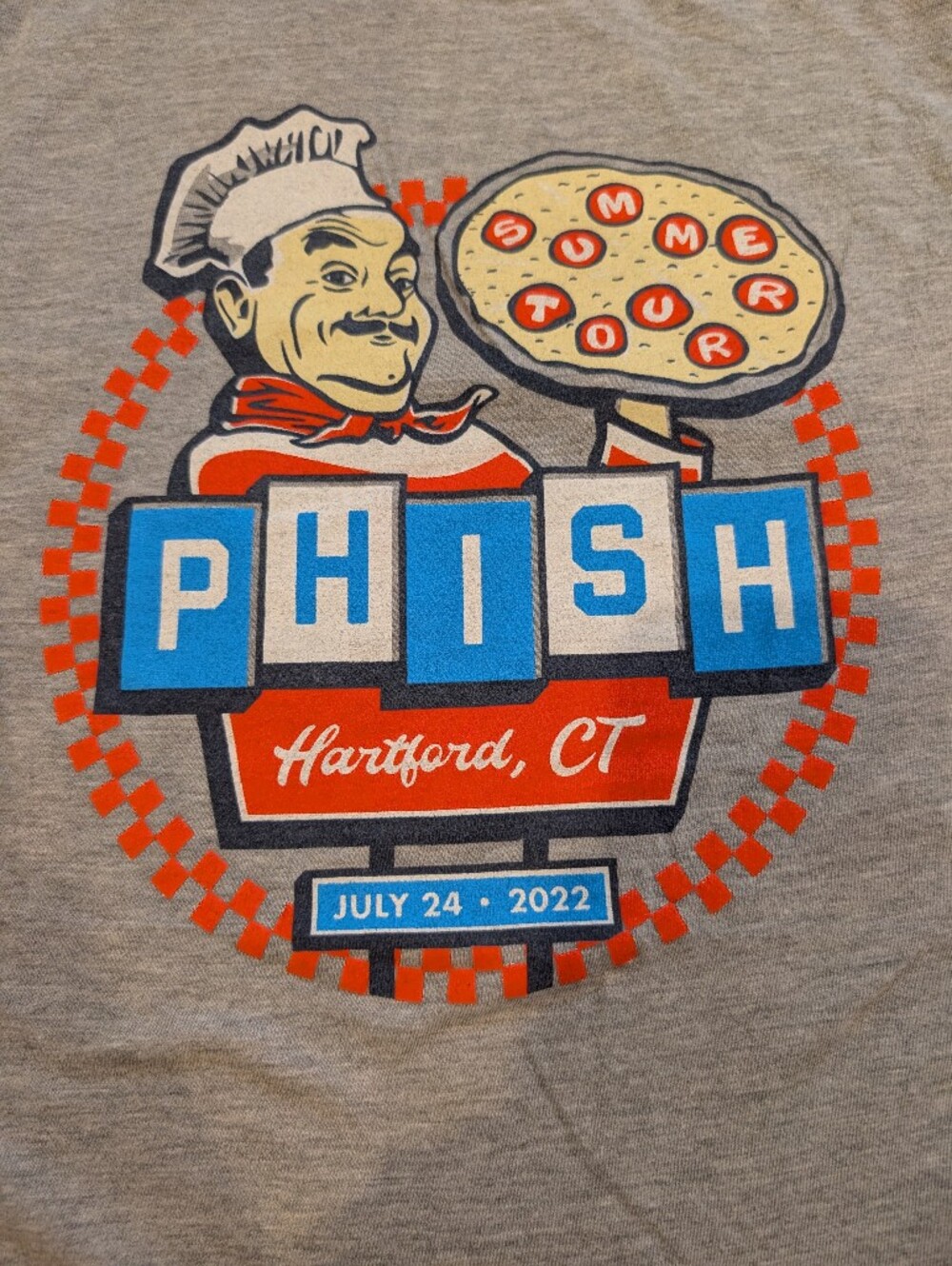 Phish Hartford CT July 24 2022 Graphic T-Shirt Gray Adult XL Tultex